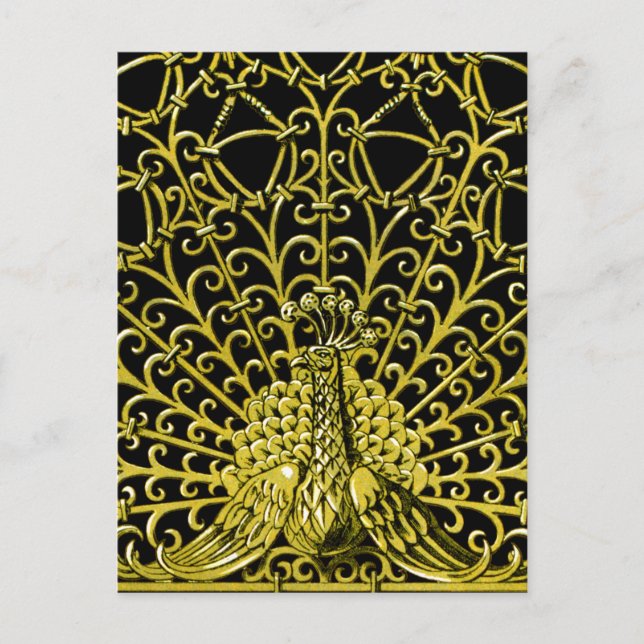 Carte Postale Peacock Gold Art Nouveau (Devant)