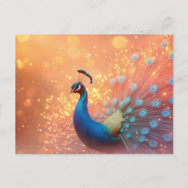 Carte Postale Peacock Majestic avec Plumage Vibrant (Devant)