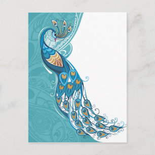 Carte Postale Peacock sur l'illustration Turquoise