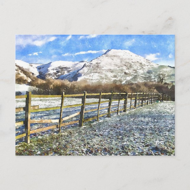 Carte Postale Peak District Neige Aquarelle Style (Devant)