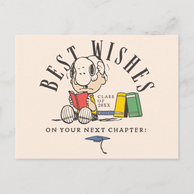 Carte Postale Peanuts Best Wishes Graduation Snoopy Reading (Devant)