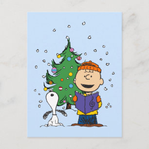 Carte Postale Peanuts Chanter Noël