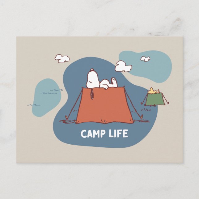Carte Postale Peanuts | La vie de camping de Snoopy et Woodstock (Devant)