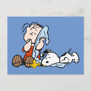 Carte Postale Peanuts   Linus, Snoopy & Woodstock faisant la sie