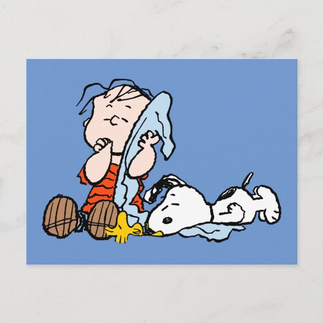 Carte Postale Peanuts | Linus, Snoopy & Woodstock faisant la sie (Devant)