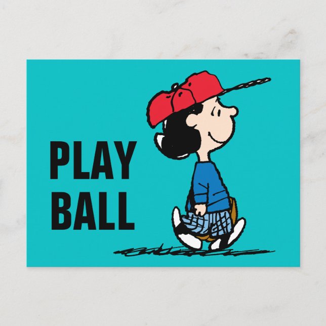 Carte Postale Peanuts | Lucy Jouant au Baseball (Devant)