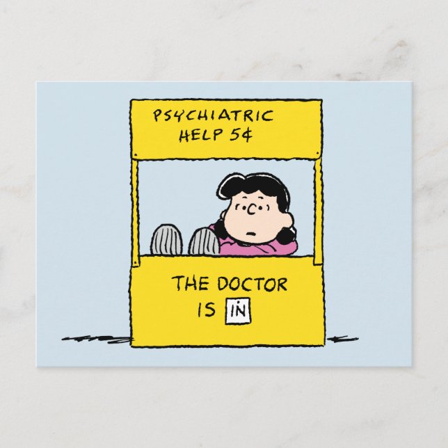 Carte Postale Peanuts | Lucy & the Doctor Is In (Devant)