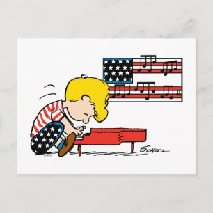 Carte Postale Peanuts   Schroeder Patriote & Son Piano