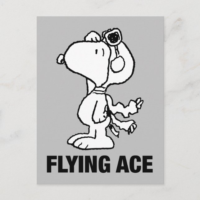 Carte Postale Peanuts | Snoopy l'as de l'aviation NB (Devant)