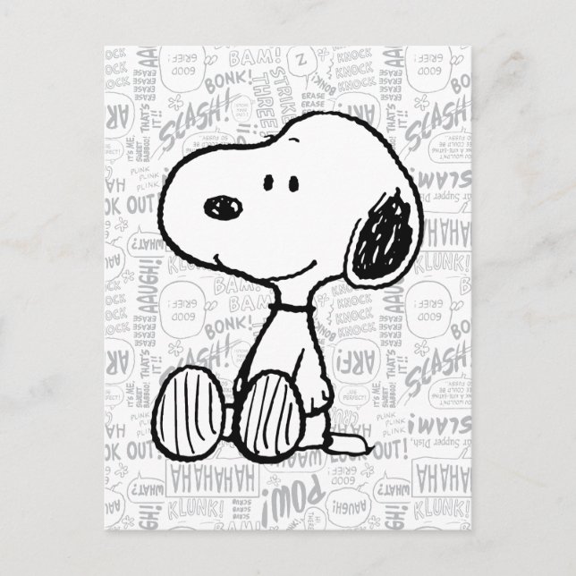 Carte Postale PEANUTS | Snoopy on Black White Comics (Devant)
