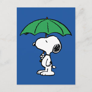 Carte Postale Peanuts   Snoopy parapluie vert