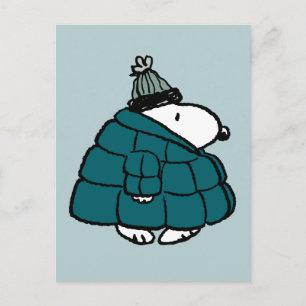 Carte Postale Peanuts Snoopy Veste Matelassée d'Hiver