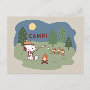 Carte Postale Peanuts   Snoopy & Woodstock au feu de camp