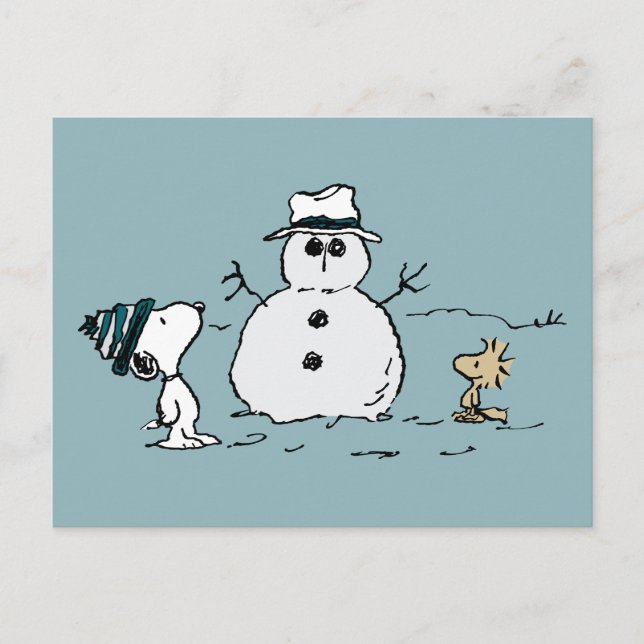 Carte Postale Peanuts | Snoopy & Woodstock Construisent Un Bonho (Devant)