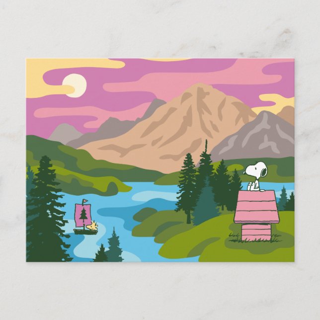 Carte Postale Peanuts | Snoopy & Woodstock Les Grands Espaces (Devant)