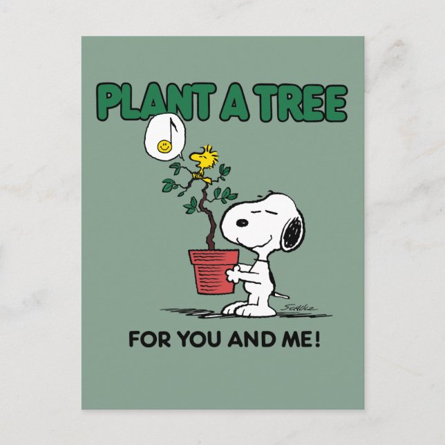 Carte Postale Peanuts | Snoopy & Woodstock Plantent un arbre (Devant)