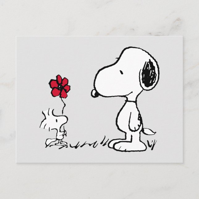 Carte Postale Peanuts | Snoopy & Woodstock Rouge & Noir (Devant)