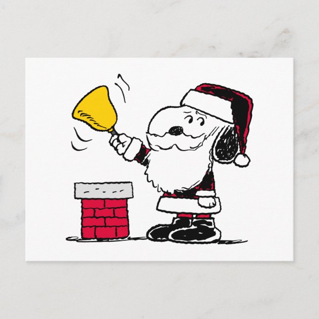 Carte Postale Peanuts | Snoopy & Woodstock Santa Sonneur (Devant)