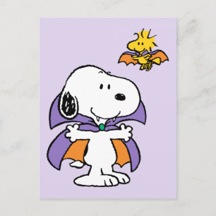 Carte Postale Peanuts Snoopy Woodstock Vampire Halloween