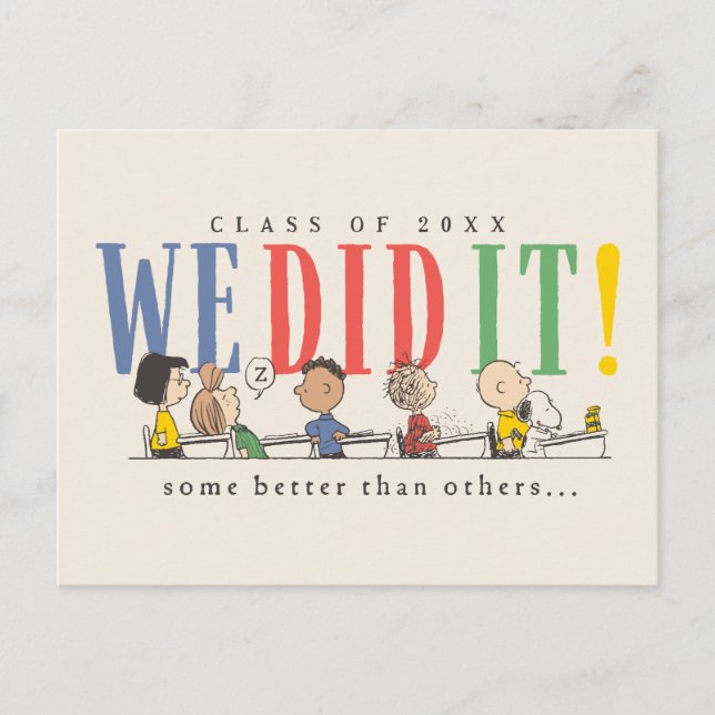 Carte Postale Peanuts We Did It Graduation Funny Quote Snoopy (Devant)