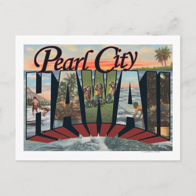 Carte Postale Pearl City, Hawaii - Scènes de grandes lettres (Devant)