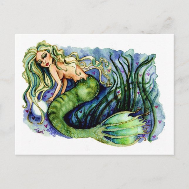 Carte postale Pearl Pretty Green Mermaid (Devant)