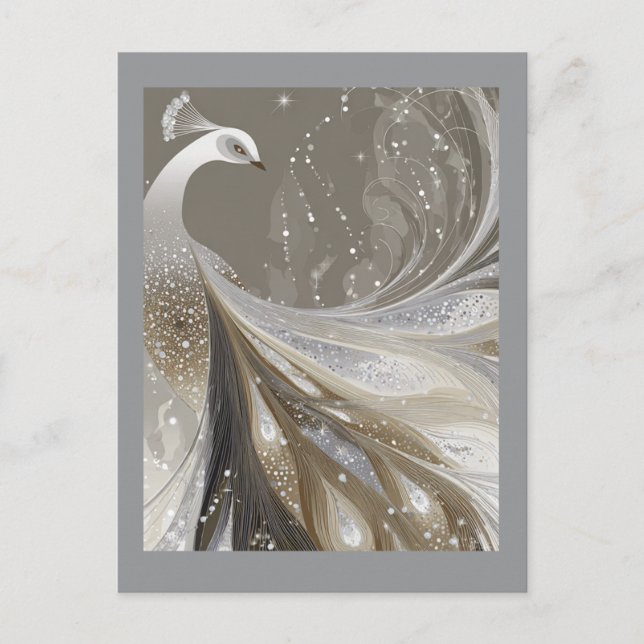 CARTE POSTALE PEARL SPARKLE PEACOCK #1 (Devant)