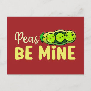 Carte Postale Peas Be Mine Mignonne Love Pun Drôle Saint Valenti