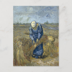 Carte Postale Peasant Woman Binding Sheaves by Vincent Van Gogh