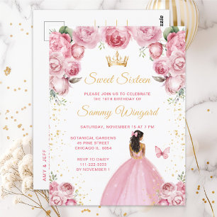Carte Postale Peau noire rose foncé princesse Sweet sixteen