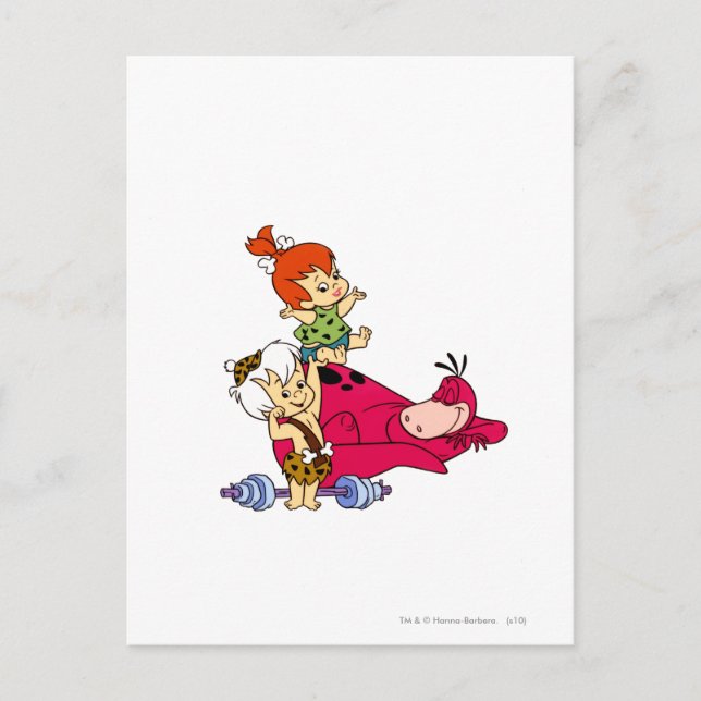 Carte Postale PEBBLES™ et Bam Bam et Dino Playtime (Devant)