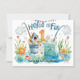 Carte Postale Pêche 1er Anniversaire pour Fête des Petits Pêcheu