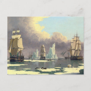 Carte Postale Pêche à la baleine du Nord - Peinture à l'huile