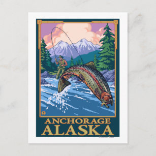 Carte Postale Pêche à la mouche - Anchorage, Alaska