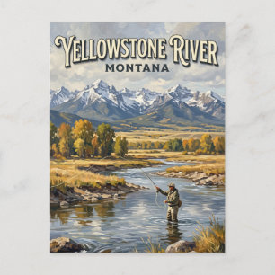 Carte Postale Pêche à la mouche dans la rivière Yellowstone à Pa