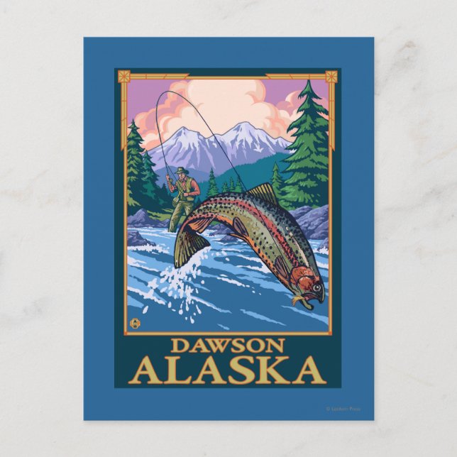 Carte Postale Pêche à la mouche - Dawson, Alaska (Devant)