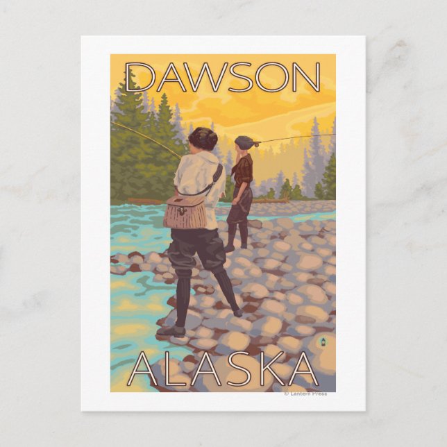 Carte Postale Pêche à la mouche - Dawson, Alaska (Devant)