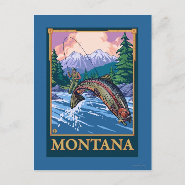 Carte Postale Pêche à la mouche - Montana (Devant)