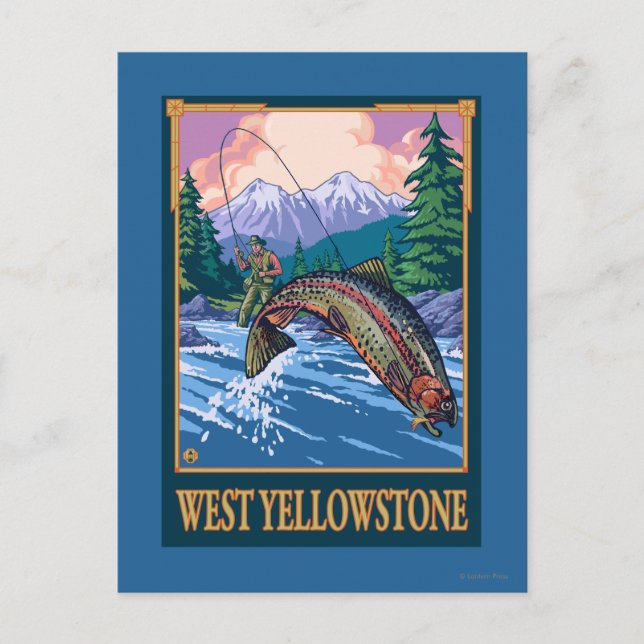 Carte Postale Pêche à la mouche - West Yellowstone (Devant)