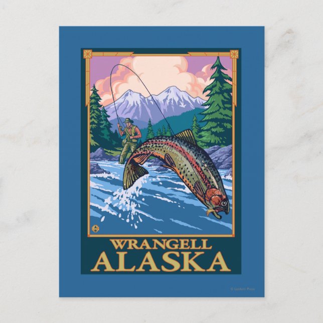 Carte Postale Pêche à la mouche - Wrangell, Alaska (Devant)