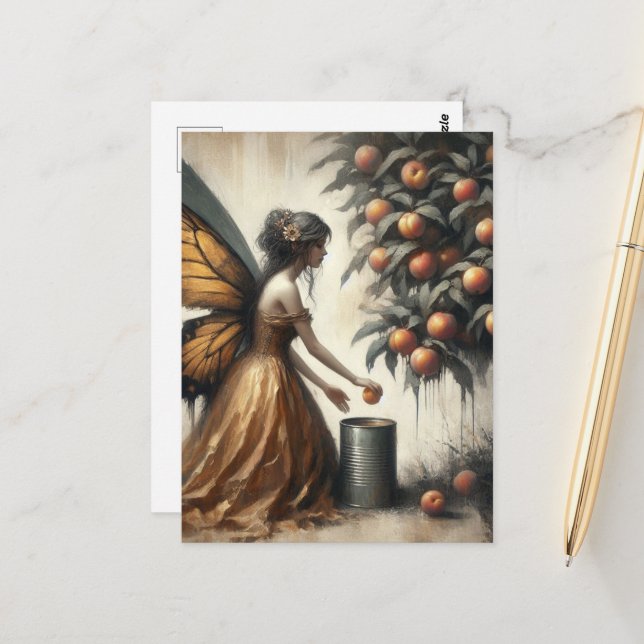 Carte Postale Pêche à la poitrine dans une boîte (Devant/Arrière en situation)