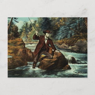 Carte Postale Pêche à la truite de ruisseau - Un moment nuisible
