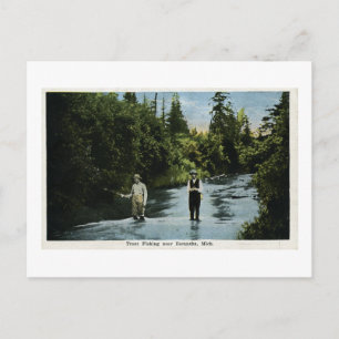 Carte Postale Pêche à la truite près d'Escanaba, Michigan Vintag
