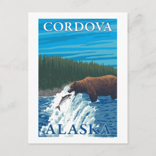 Carte Postale Pêche à l'ours dans la rivière - Cordova, Alaska