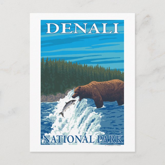 Carte Postale Pêche à l'ours dans la rivière - Parc national de  (Devant)