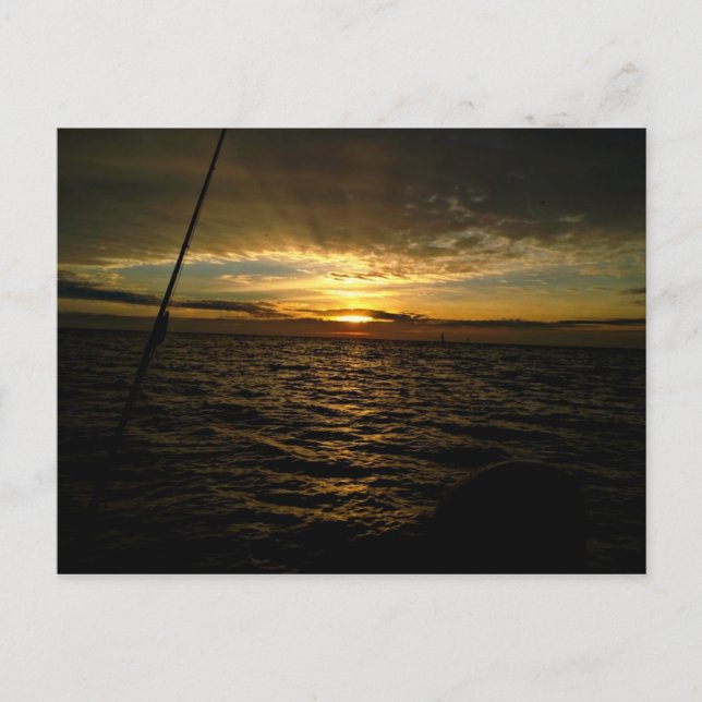 Carte Postale Pêche au coucher du soleil (Devant)