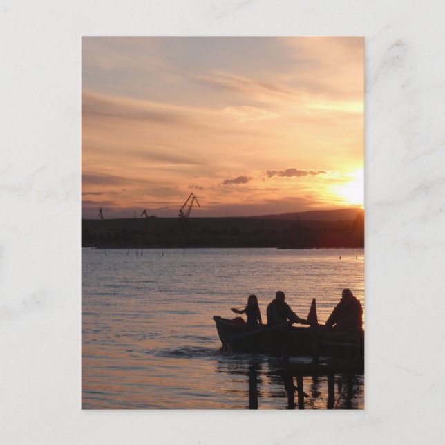 Carte Postale Pêche Au Coucher Du Soleil (Devant)