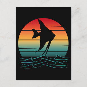Carte Postale Pêche au coucher du soleil Poisson Vintage