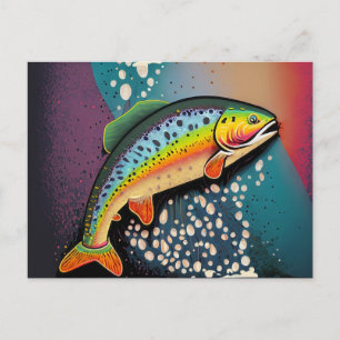 Carte Postale Pêche au poisson truite