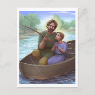 Carte Postale Pêche avec Saint Joseph